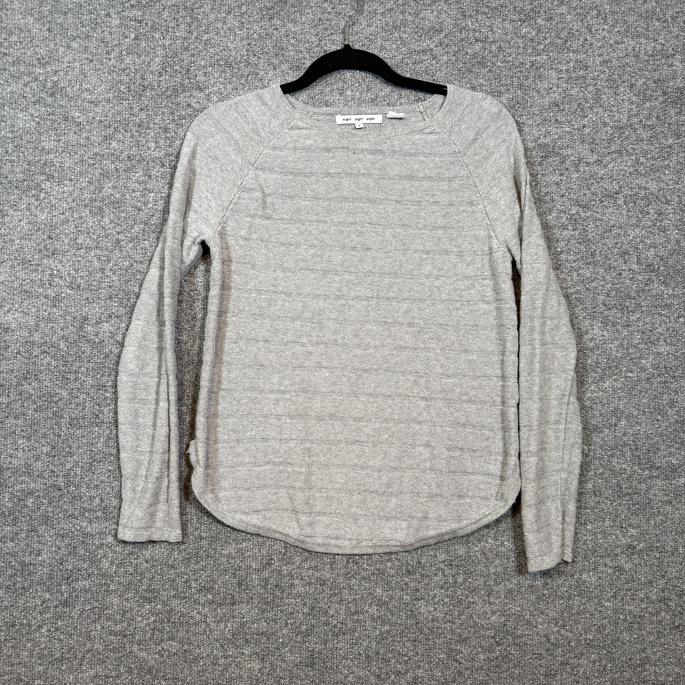 Eight Eight Eight Shirt Womens Small Gray Knit Long Sleeve Soft Pullover Casual